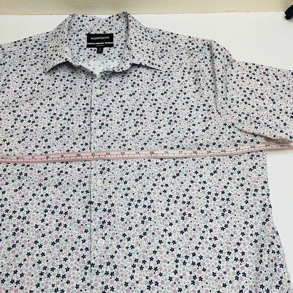 Bonobos Tech Short Sleeve Button Down Slim Fit Shirt Floral Pattern White Size L - Picture 5 of 10
